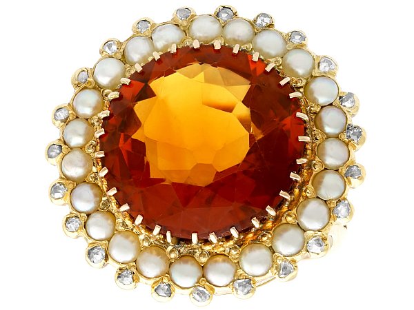 Vintage Citrine and Pearl Ring for Sale