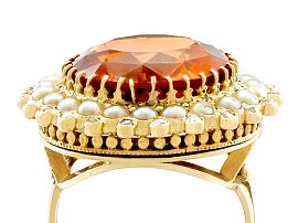 Vintage Citrine and Pearl Ring for Sale
