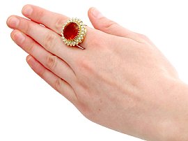Wearing Vintage Citrine and Pearl Ring for Sale