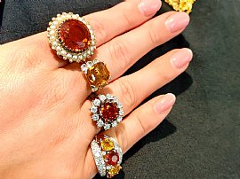 Wearing Vintage Citrine and Pearl Ring for Sale