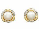 Mabe Pearl and 0.18ct Diamond, 18ct Yellow Gold Earrings - Vintage Circa 1980