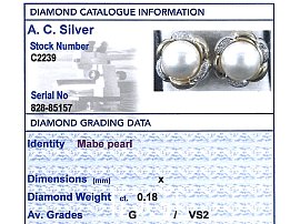 Mabe Pearl Earrings Grading Card