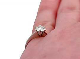 1970s Diamond Engagement Ring Finger Wearing