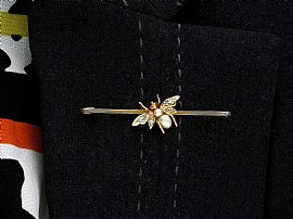 wearing antique insect brooch