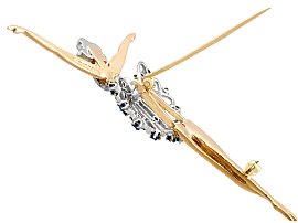 Gold Ballerina Brooch with Diamonds with Sapphires