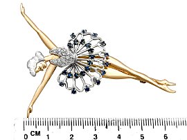 Gold Ballerina Brooch with Diamonds Hallmarks
