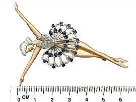 Gold Ballerina Brooch with Diamonds Ruler