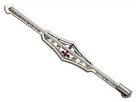 antique diamond and ruby bar brooch