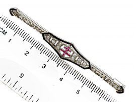 antique diamond and ruby bar brooch