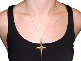 Victorian Cross Pendant on neck