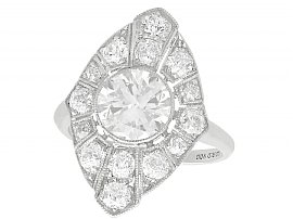 3.60ct Diamond and Platinum Marquise Ring - Art Deco - Antique Circa 1930