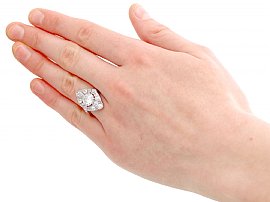 antique marquise diamond ring on the hand