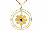 Sapphire and 15ct Yellow Gold Pendant - Antique Circa 1910