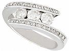 0.98ct Diamond and 18ct White Gold Twist Ring - Vintage French Circa 1960