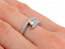 Vintage White Gold Diamond Ring on finger
