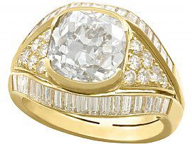 6.11ct Diamond and 18ct Yellow Gold Dress Ring - Antique and Vintage Italian