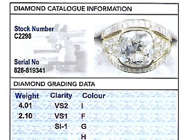 antique 4 carat diamond ring grading
