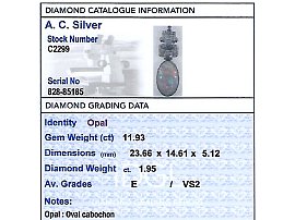 grading card opal diamond pendant