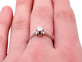 18ct White Gold Diamond Solitaire Ring Wearing Hand