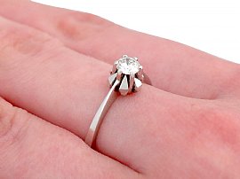18ct White Gold Diamond Solitaire Ring Wearing Finger