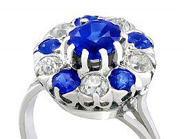 Antique Sapphire and Diamond Cluster Ring
