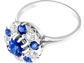 Sapphire and Diamond Cluster Ring Antique