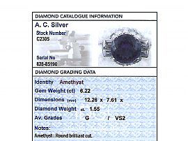 platinum amethyst and diamond cocktail ring