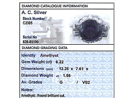 platinum amethyst ring grading