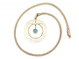 Antique Gold Aquamarine and Pearl Pendant