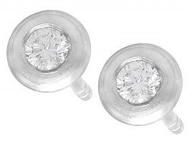 0.24ct Diamond and 18ct White Gold Stud Earrings - Vintage Circa 1990