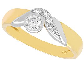 0.30ct Diamond and 18ct Yellow Gold Twist Ring - Vintage Circa 1980