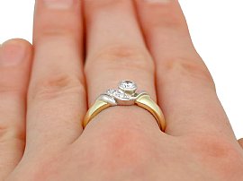 vintage solitaire twist ring wearing