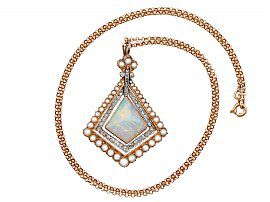 Antique Opal and Pearl Pendant in Gold