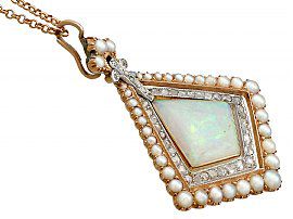 Antique Opal and Pearl Gold Pendant 