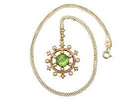 Peridot Pendant with Pearls