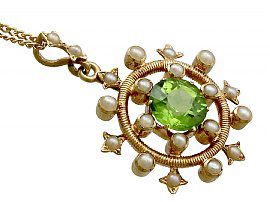 Antique Peridot Necklace with Pearls