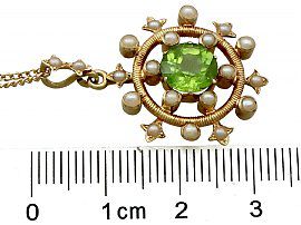 Antique Peridot Pendant with Pearls Ruler