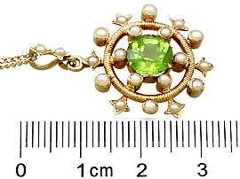 Antique Peridot Pendant with Pearls Ruler