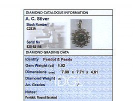 Antique Peridot Pendant with Pearls Card