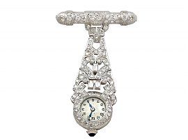 2.04ct Diamond and Platinum Ladies Fob Watch - Art Deco - Vintage Circa 1940