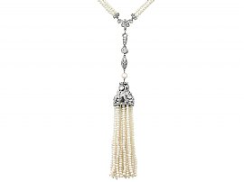4.41ct Diamond and Seed Pearl, Platinum Sautoir Necklace - Antique Circa 1920