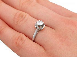 1920s Diamond Solitaire Engagement Ring on Hand