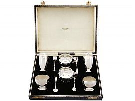 Sterling Silver Condiment Set - Art Deco Style - Vintage George VI