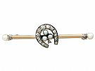 Seed Pearl and 0.52ct Diamond, 9ct Yellow Gold Horseshoe Bar Brooch - Antique Victorian