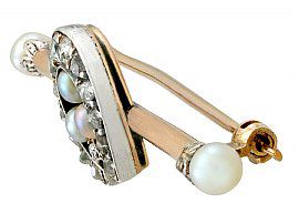 Antique Horseshoe Brooch with Pearls in 9k Gold