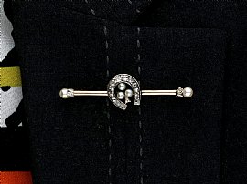 Antique Horseshoe Brooch with Pearls Wearing