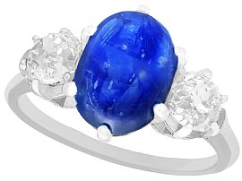 4.90ct Burmese Sapphire and 1.39ct Diamond, Platinum Dress Ring - Antique French Circa 1935