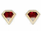 4.82ct Pink Tourmaline and 0.59ct Diamond, 18ct Gold Earrings - Vintage Italian Circa 1980