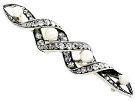 Antique Victorian Pearl Brooch with Diamonds