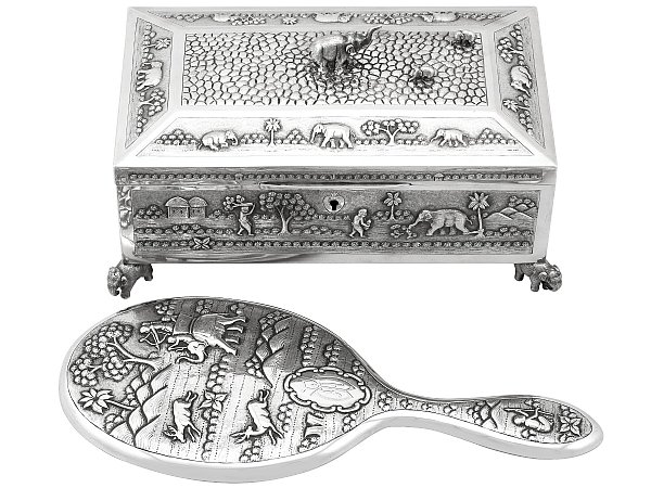 Antique Silver Jewellery Box and Mirror